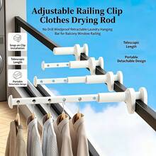 Multifunctional Adjustable Telescopic Clothes Drying Rack With Rotating Clips, White Plastic Material, Space-Saving, Suitable For Dorms, Bathrooms, Closets, Travelers And Small Homes. Lightweight And Compact, Quickly Dries Clothes, Equipped With Strong Clips, Versatile Function, Ideal Laundry Accessory Choice. - Multicolor - View 4