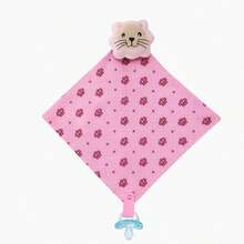 Sweet Baby Naninha Bordada Com Prendedor De Chupeta Pelúcia 100% Algodão Paninho De Apego Bebê Presente Maternidade - Leoa Rosa - Visão 1