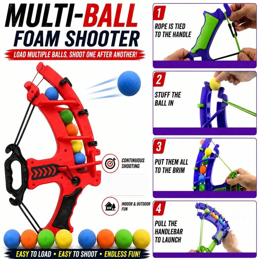 EVA Soft Ball Launcher Toy. Suitable For Outdoor Competitive Games, Can Be Thrown By Hand, Especially Suitable For Children Aged 3 And Above. It Is An Excellent Birthday Or New Year Gift For Boys And Girls.