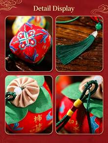 Persimmon Shape Hanging Sachet, Traditional Fabric Pendant With Tassel, Decorative Ornament For Car, Closet, Backpack, Ideal Holiday Present For Family And Friends - Multicolor - View 5