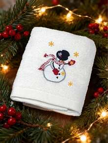 [1/3pcs] Cotton Christmas Cute Cartoon Embroidered Towels, Soft Super Absorbent Lint-Free Face Towels, Home Daily Use Adult Hand Towels Suitable For Kitchen, Bathroom And Living Room - Green/Red/White - Multicolor - View 7