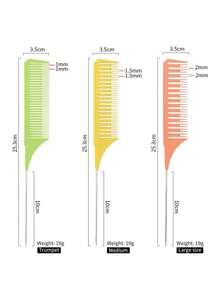 3pcs Plastic Threaded Non-Slip Steel Needle Tail Comb, Hair Dyeing Comb, Professional Hair Salon Dyeing Comb, Heat Resistant - Multicolor - View 2
