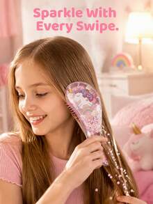 1pc Cute Unicorn Detangling Hair Brush, Grooming Comb - Multicolor - View 2