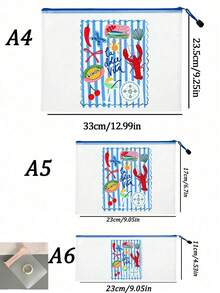 可客製化防水時尚網格沙灘包，大容量透明化妝包，可客製文字，「條紋龍蝦」圖案，海灘風格。旅行盥洗用品收納包，尼龍拉鍊設計－輕量耐用，適合游泳、沙灘、潛水與夏季度假，返校必備，輕量防曬收納包，適合朋友、家人、摯友、同學。生日、節日、派對、婚禮、教師節的完美禮物與紀念品。返校禮物 - 彩色 - 查看 10