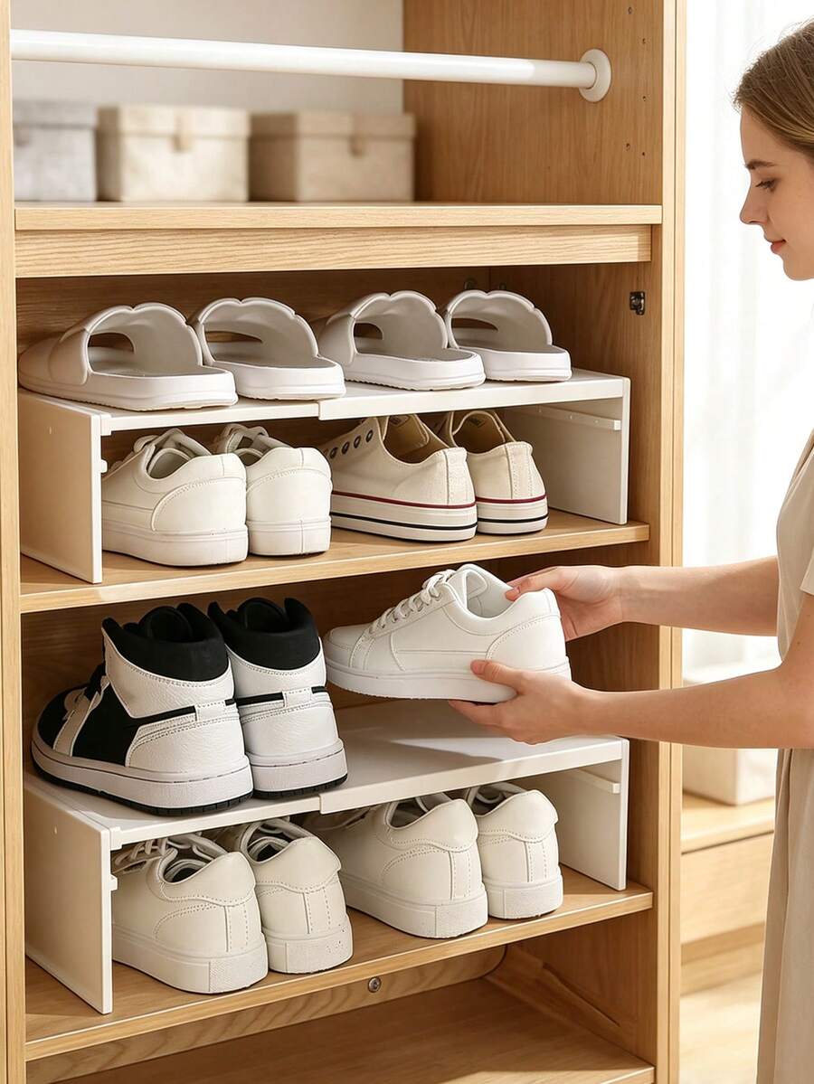 1/2 cái Kệ lưu trữ nhà bếp có thể mở rộng - Thiết kế điều chỉnh được, chất liệu nhựa bền, không cần dụng cụ, kệ lưu trữ tiết kiệm không gian, phù hợp cho tủ, mặt bếp, tủ thực phẩm - Phù hợp cho kệ lưu trữ hai tầng, hoàn hảo cho nhà bếp nhỏ, vẻ ngoài tối giản hiện đại, lắp ráp không cần dụng cụ, thiết kế nhỏ gọn di động, dễ vệ sinh, thiết yếu cho nấu ăn tại nhà - Xem 1