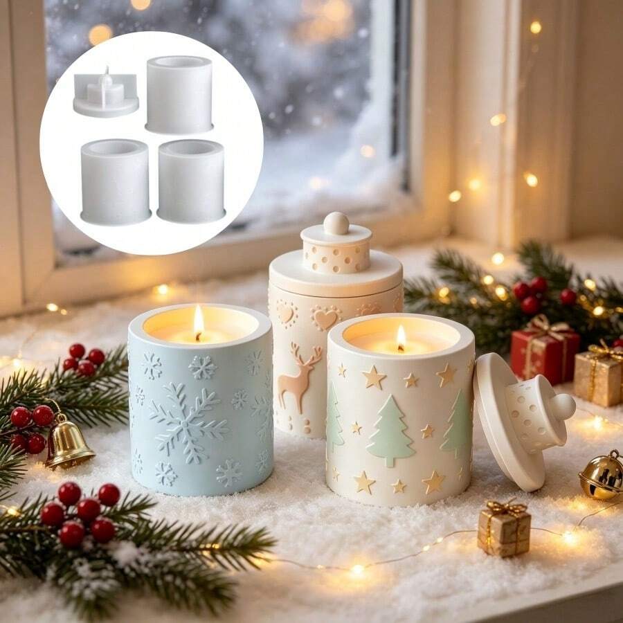 SILIKE LUFEI 2pcs Resin Silicone Molds Christmas Deer Christmas Tree Snowflake Storage Box Set Ornament Molds Suitable For Making Resin Gypsum Candles Aromatherapy Products Home Decor Display Silicone Molds - Silicone Mold - View 1