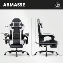 Gaming Chair, Ergonomic Gaming Chair With Lumbar Support, Breathable PU Leather Office Chair, Comfortable Computer Chair, Load Capacity 200 Kg, Seat Height And Backrest Adjustable Black And White, 58.5 X 63 X 120.5 Cm - Black - View 9