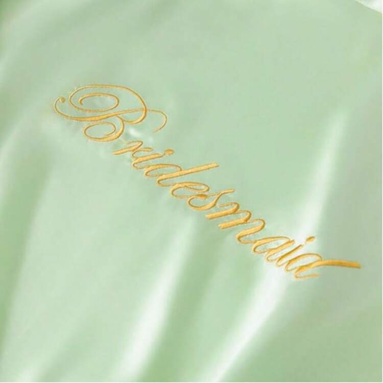 1PC Lace Pattern Bathrobe,Bride & Bridesmaid Gown Initial Letter Robe, Morning Robe,Bridal Party Prep Wear, Wedding Ceremony & Reception Accessories Pajama Ladies Wedding Women's Bride Bridesmaid Silky Robes With Lace Trim Bridal - Green Bridesmaid - View 4