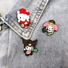 SANRIO 1件可愛卡通三麗鷗胸針，萬聖節與聖誕節金屬徽章，Hello Kitty胸針，柔甜貓咪合金包包配件針 - 彩色 - 查看 5