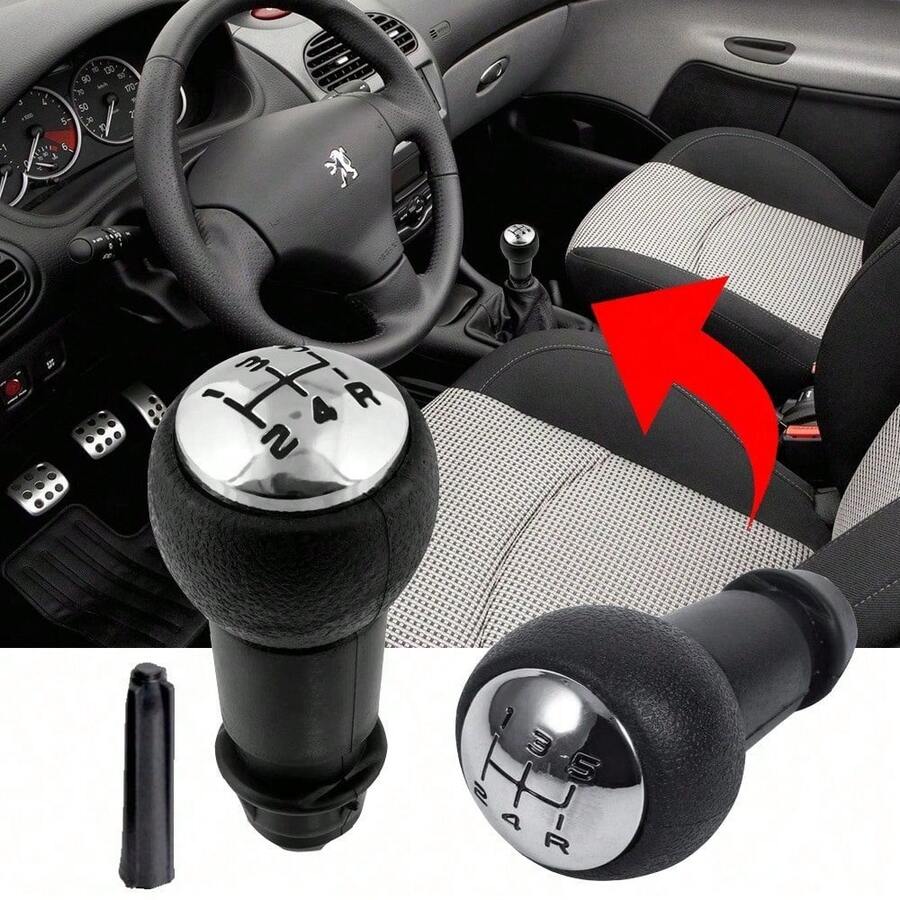 Manopla Cambio Preto Cromado Peugeot 206 207 306 307 308 C3 - A - Visão 1