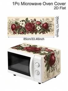 1pc Floral Microwave Dust Cover, Elegant Flowers Design Polyester Toaster Oven Dust Cover, 85x35cm Washable Machine Protector Decor For Home Kitchen, Appliance Dustproof Cover, 2D Flat - Floral - View 15