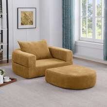 Compressed Foldable Mattress, Convertible Folding Sofa Bed With Removable Arms, All-In-One Portable Mattress Floor Sofa Bed, No Assembly Required & Non-Slip. - 黃色 - 查看 3