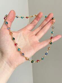 1 Pair Luxury Unique Colorful Small Ball Women's Party & Daily Wear Necklace (Rhinestone Color Random) - Colorful - View 6