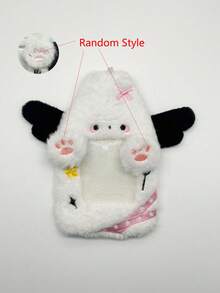 1pc Plush Angel Cat Rabbit Campus Card Star Card Protective Sleeve Pendant Bus Card Holder, Back To School, First Day Of School - Multicolor - View 13