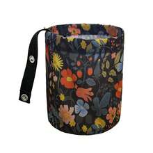 Car Storage Bucket Fabric Hanging Bag Vintage Floral Design Desktop Organizer Small Trash Can Daily Use Snap Closure Portable Container Vehicle Accessories - Multicolor - View 8