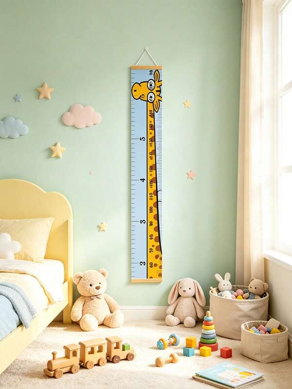Cartoon Giraffe Baby Height Chart Children Room Decoration Height Measurement Wall Hanging Poster Removable Height Ruler