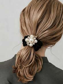 2/1 Fashionable Multi-Purpose High Elasticity Pearl Hair Clips, Perfect For Ponytails And High Buns, Essential Hair Accessory | Fashionable Hair Ties, Suitable For Various Outfit Matching, Ideal For Commuting, Work, Campus, Back To School Season, Perfect Gift For Friends And Family - Multicolor - View 8