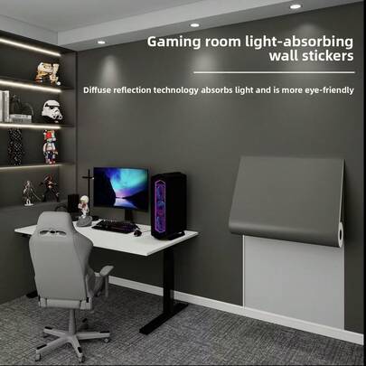 1 Roll Dark Gray Vinyl Wallpaper, Peel And Stick, Removable, Matte Self-Adhesive, Solid Color Texture, Random Pattern, Easy To Install, Suitable For Cabinets, Bedroom, Living Room Wall Decor, Furniture Renovation