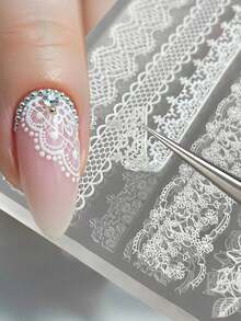 3Pcs 3D Silicone Lace Relief Patterns Nail Mold Lace Ribbon Templates For Nails Jewelry Crafts Rose Lace Transparent Nail Decor, Suitable For French Manicure, Short Nails, Artificial Nails, Perfect For Christmas New Year Gifts, Birthday Gifts For Friends, Dating And Wedding - Multicolor - View 1