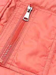 Women's Reversible Vest, 2-In-1 Sleeveless, One Side Plain, One Checkered. Loose Fit. - Coral Orange - View 9