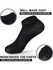 1/5/10/15/20/30Short Men's Socks Black And White Sports Simple Solid Color Low Cut Versatile Classic Socks Sweat Absorbing Breathable Low Vamp - Multicolor - View 3