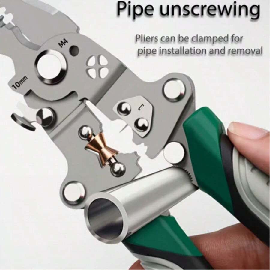 1pc Heavy Duty Foldable Electrician Wire Stripper & Crimper - Made Of High Carbon Steel, Suitable For Various Electrical Tasks, Precise Stripping And Crimping, Durable And Long-Lasting, Designed For Professional Electricians, Combines Wire Stripper And Crimper In One, Heavy Duty Industrial Wire Stripper With Crimping, Cutting And Twisting Functions - All-In-One Structure, Foldable Design, Ergonomic Grip - Suitable For Electrical, Plumbing, Electrical Work All-In-One Tool, Precise And Durable, Professional Choice