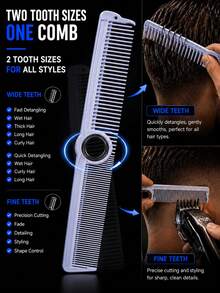 WANMEI Rotating Bearing Hair Comb Professional Haircutting Comb Head Hair Cutting Comb Double-Sided Wide Tooth & Fine Tooth Hair Comb Rotating Hairstyle Comb Barber Salon Hair Cutting Styling Tool - Multicolor - View 4
