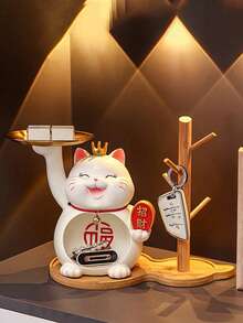1件竹製收納托盤 玄關鑰匙架 香水化妝品珠寶收納盤 裝飾展示盤 杯架 珠寶架 家用客廳辦公桌裝飾 臥室裝飾 返校季 - 彩色 - 查看 12