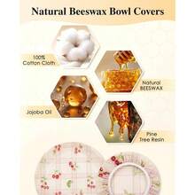 5-Size Beeswax Bowl Covers, Elastic & Reusable For Sourdough Proofing | Cotton Cloth With Natural Beeswax, 5-Size Set Fits Large Mixing Bowls, Keeps Dough Moist For Rising, Reusable & Washable. - 5 - View 5