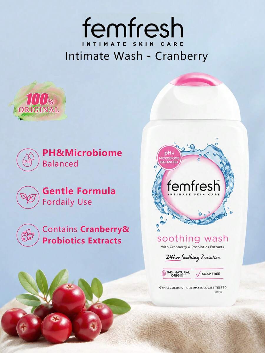 Femfresh Pembersih Kewanitaan, Pembersih Lembut dengan pH Seimbang, Formula Ringan Rendah Alergi, Perlindungan Bau, Untuk Kulit Sensitif, Menyegarkan & Menenangkan, Untuk Penggunaan Sehari-hari, 250ml/8.45 Fl.Oz