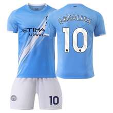 26 camisetas de fútbol azules del Manchester City para el hogar, número 9 Haaland, número 10 Grealish, número 11 De Bruyne, número 17 De Bruyne. - Amarillo - Ver 7