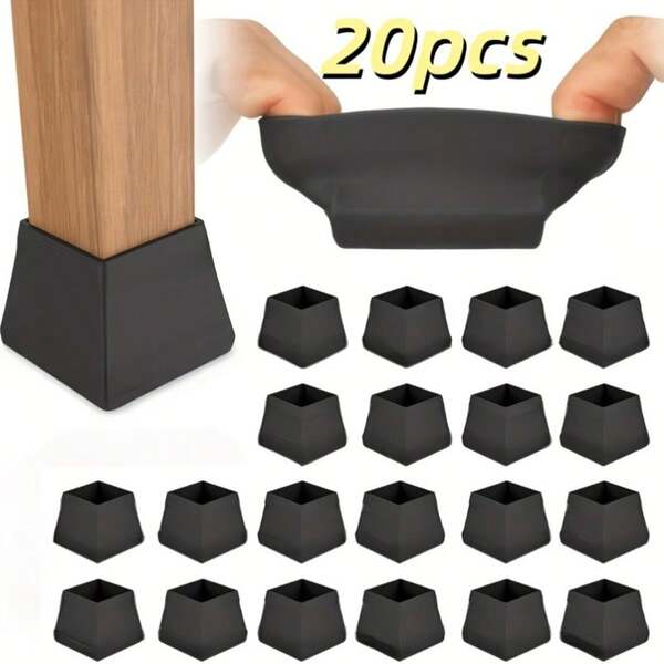 20pcs Large Thick Silicone Chair & Table Leg Pads, Non-Slip Furniture Floor Protectors, Suitable For All Floor Types, Effectively Prevent Scratches & Dents, Easy Installation