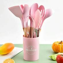 1pc Wooden Handle Silicone Kitchen Utensil, Cooking Whisk Tool, Heat-Resistant Food Mixer Accessory, Kitchen Tool; Whisk, Kitchen Accessory, Kitchen, Tableware Set - Multicolor - View 1