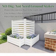 White Vinyl Privacy Fence Panel Screen With Planter Box Enclosure Decorative Fence Partition Conditioner Unit Trash Can Pool Equipment White Two Pack - Louvered - 2 Panels - With Plant Box - View 2