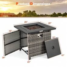 29" Propane Rattan Firepit Table W/ Lava Rocks & Protective Cover Metal Frame - Default - View 2