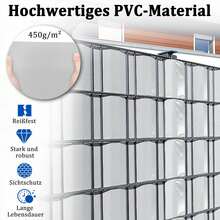 PVC Sichtschutzstreifen für Doppelstabmattenzaun UV‑beständig blickdichte Zaunfolie mit Befestigungsclips für Garten Balkon Terrasse - Grad - Übersicht 3