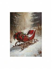 1pc Vintage Winter Sleigh Wall Art Print, Rustic Christmas Mural Canvas Poster, Suitable For Bedroom, Living Room, Kitchen, Canvas Wall Art, Fun Bathroom Decor, Room Decor, Home Decor, Dorm Decor, College Decor, Christmas Holiday Gift, Framed/Unframed - 1pc - View 20