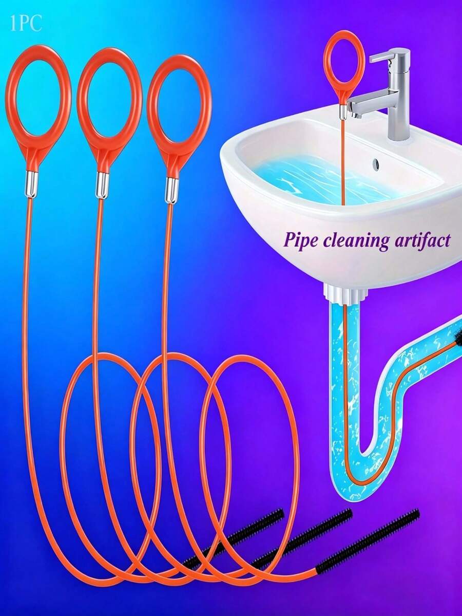 Multi-Functional Pipe Unclogger - Made Of Stainless Steel And Wear-Resistant Nylon, Suitable For Various Household Pipes, Can Clear Hair, Soap Scum And Other Blockages, Convenient And Easy To Use To With Various Clogging Problems - Drain Auger - View 1
