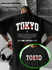 Christmas [Double-Sided Printed] Men's Casual Shirt - Double-Sided Color Blocked American Street Style Text Print Short Sleeve Shirt, Hot Item - Black - View 1