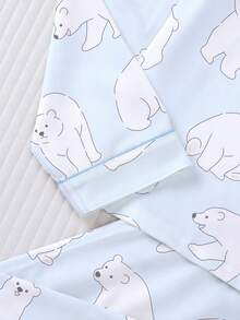 2pcs Women's Pajama Set, Polar Bear Print, Autumn/Winter Women's Loungewear, Long Sleeve Lapel Top And Pants, Can Be Worn Outdoors - Multicolor - View 8