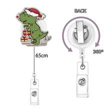 1PC Christmas Dinosaur Acrylic Retractable Badge Holder Clip Cute Holiday Decoration - Multicolor - View 2