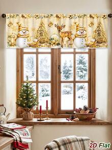 1Pc Christmas Curtains Valance, Sunshade Curtain With Snowman/Elk/Christmas Tree Design, Christmas Curtain Panel, Kitchen Printed Short Curtains, Merry Christmas Decoration, Christmas Decoration, Christmas Eve Decoration, Christmas Home Decor, Xmas Decor, Kitchen, Bedroom, Bathroom Decor - Multicolor - View 7