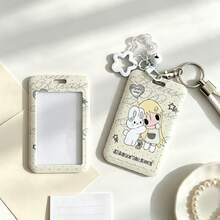 Sweet Character Card Holder, Decorative Star Bell Keychain Wristband ID Badge Holder, Portable Card Protector, Suitable For Daily Collection Cards, Access Cards, Transaction Cards, Fan Merchandise - A - View 2