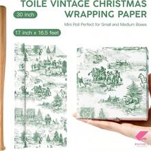1 Roll Of Wrapping Paper Featuring A Green Santa Claus And Christmas Tree Pattern; Suitable For Christmas, Holiday Decorations, Birthday Parties, Gift Wrapping, And Holiday Gift Boxes Dimensions: 43 Cm * 500 Cm (17 Inches * 16.4 Feet) - Multicolor - View 7