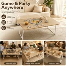 Heavy Duty Folding Game & Activity Table, Portable Indoor Outdoor Table, No Assembly, Large Top For Puzzles Board Games, Reinforced Frame For Game Room BBQ Holiday Party Picnic Dining Adult Game Night - Khaki - Multi-functional Folding Table - View 7