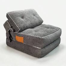 [Sillón Puf Plegable, Sofá Cama Plegable, Sillón Futón Plegable para el Suelo, Cómodas Sillas Reclinables Portátiles Convertibles para Sala de Estar y Dormitorio. En el lugar - Gris + Pana + Espuma - Ver 7
