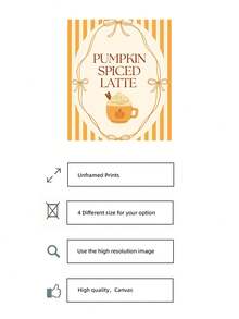 1pc Frameless Pumpkin Spice Latte Fall Wall Art Poster Dorm Gift - Multi-color - View 7
