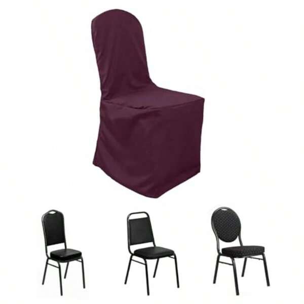 20PCS Round Top Polyester Banquet Chair Covers Linen Dinning Chair Slipcover For Wedding Party Event Catering