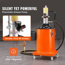 Grease Pump, 5 Gallon 20L, Air Operated Grease Pump With 13 Ft High Pressure Hose And Grease Gun, Pneumatic Grease Bucket Pump With Wheels, Portable Lubrication Grease Pump 50:1 Pressure Ratio - 5 Gallons - View 2