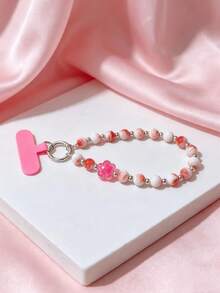 1 Peça Cordão de Telefone com Flor de Pérola e Contas para Mulheres, Encanto de Telefone Feito à Mão com Contas, Alça de Telefone, Corrente Anti-Perda para CD/Câmera, Pingente de Bolsa, Chaveiro, Pode Ser Usado Como Presente - Multicolorido - Visão 5